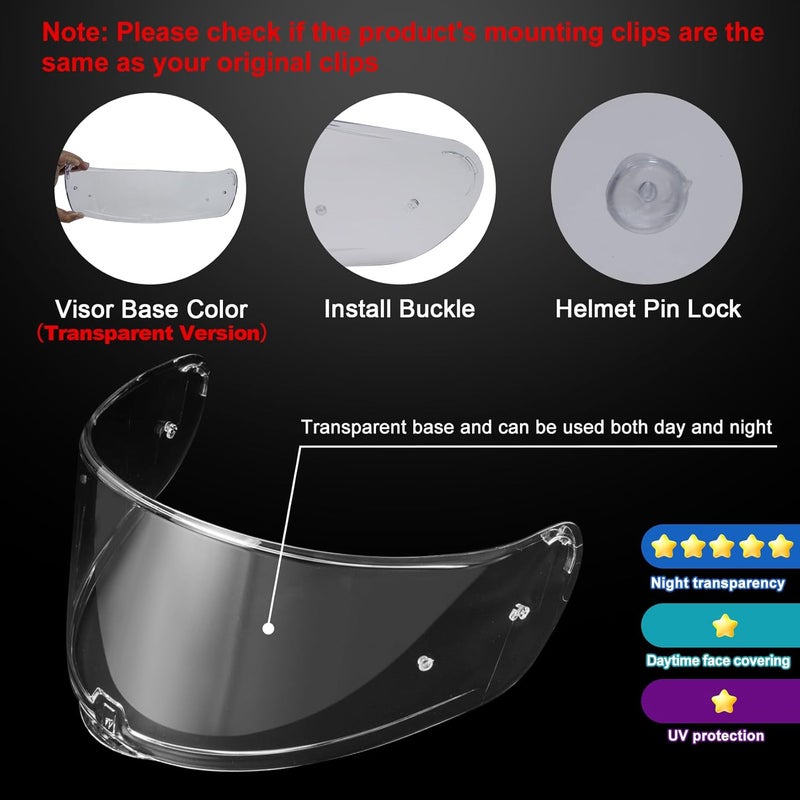 psler Sedici Strada 2 Visor - Sedici Strada 2 and Strada 3 Face Shield Motorcycle Helmet visor Accessories Replacement for LS2 FT2 VECTOR Sedici Strada 2 Strada 3 FF801 FF397，Clear - Image 3